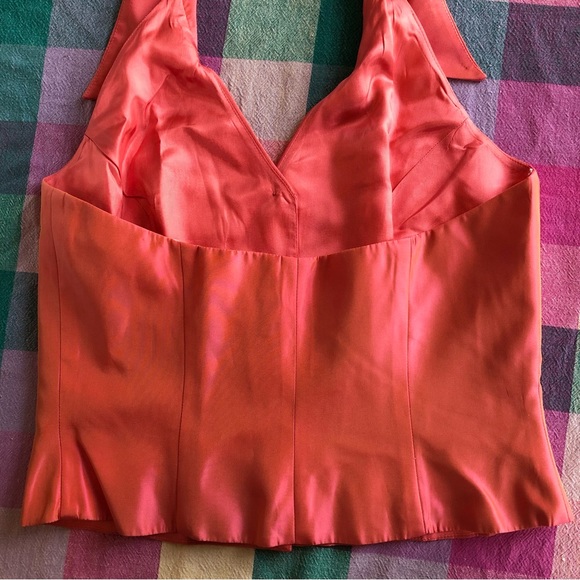 Vintage Pink Orange rhinestone halter Top size 10 Medium 90s - Picture 11 of 16